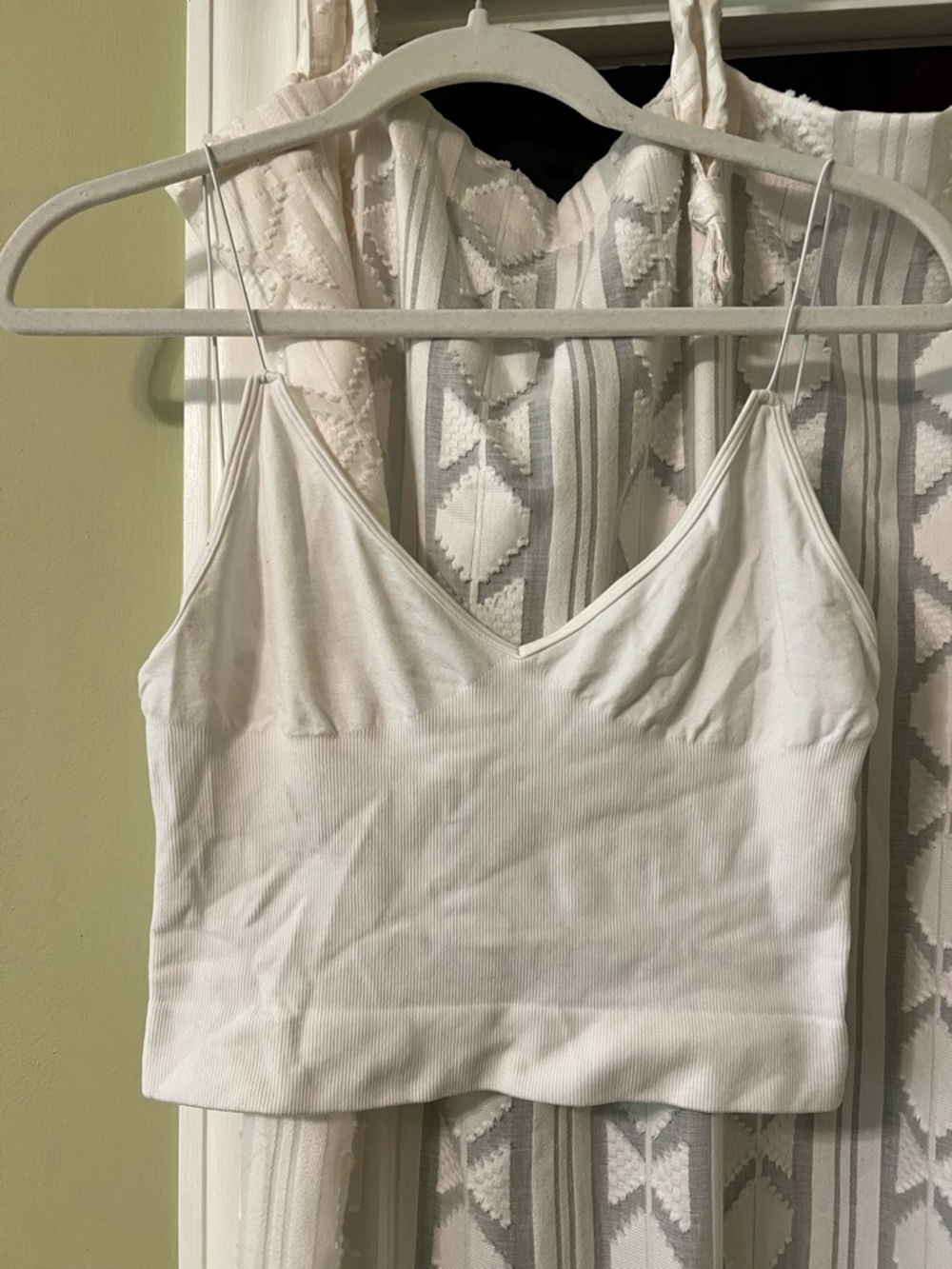 White Free People Ribbed V-Neck Cami Crop Top